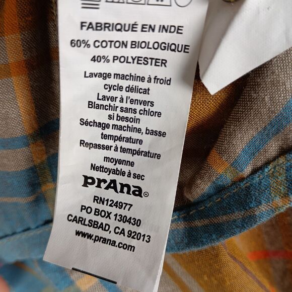 PrAna Shirt Men Medium Brown Button Up Southwestern - Picture 7 of 8